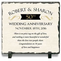 Personalized 50th Wedding Anniversary Stone Plaque