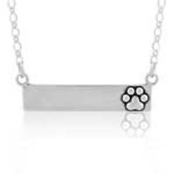 Personalized Nameplate Dog Paw Print Necklace