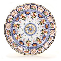 Scalloped Spanish Flowers Majolica Decorative Platter