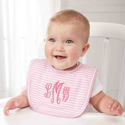 Personalized Pink Striped Baby Bib