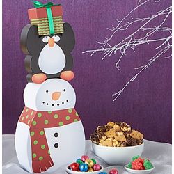 Snowman Penguin Present Snack Stack