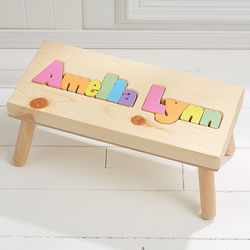 Girl's Personalized Name Large Puzzle Stool