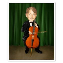 Custom Cellist Caricature Art Print