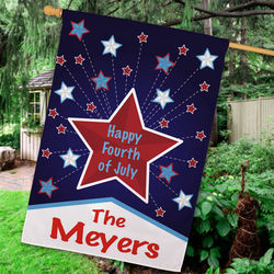 Personalized Star Happy 4th House Flag