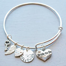 Bride to Be Personalized Hand Stamped Adjustable Bangle Bracelet