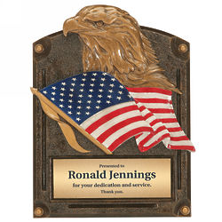 Personalized Heart and Dedication Eagle and Flag Award Plaque