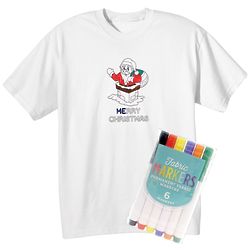 Children's Santa T-Shirt and Markers Art and Crafts Set
