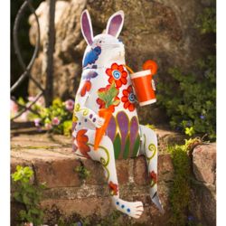 Folk Art Rabbit Metal Garden Statue