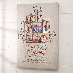Personalized Family Tree Canvas Print with 6 Custom Photos