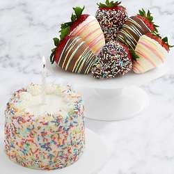 Petite Birthday Cake & 6 Birthday Strawberries Gift Box