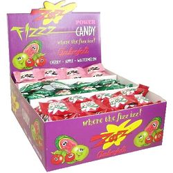 Zotz Fizz Sours Cherry, Apple, Watermelon - 48 Count Display Box