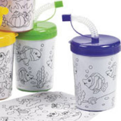 Color Your Own Cups with Lids and Straws Set