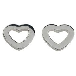 Tiffany Style Sterling Silver Heart Link Stud Earrings