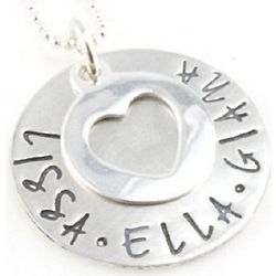 Personalized Hand-Stamped Heart Necklace