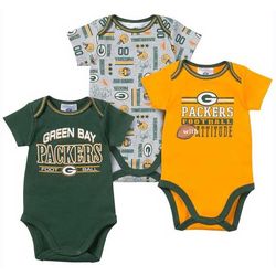 3 Green Bay Packers Bodysuits for Newborns and Infants