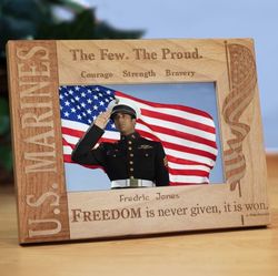 Personalized US Marines Wood Picture Frame