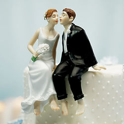 Whimsical Sitting Bride and Groom Cake Topper