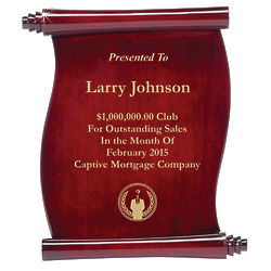 Personalized Corporate Logo Elegant Scroll Rosewood Plaque
