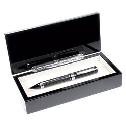 Personalized Carbon Fiber Ballpoint Pen with Black Lacquer Finish