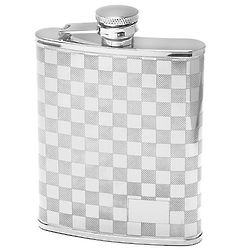 Checker Pattern 6 Ounce Engraved Flask
