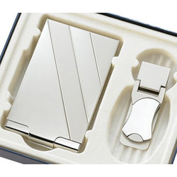 Silver Money Clip and Business Card Case Gift Set
