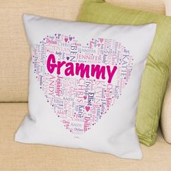 Grandma's Heart Word Art Throw Pillow