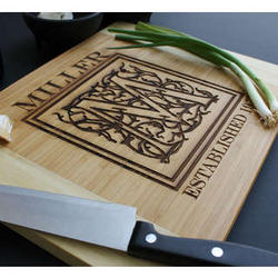 Large Vined Monogram Personalized Cutting Board