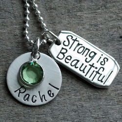Personalized Strong Is Beautiful Birthstone Necklace