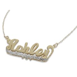 Personalized Small 3D Script Name Necklace with Diamond Accent