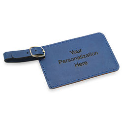 Personalized Faux Leather Luggage Tag in Navy Blue