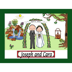 Personalized Wedding Waterfall Cartoon Print