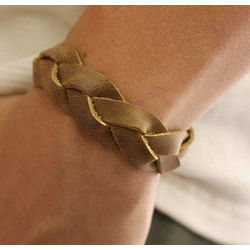 Men's Honey Braid Leather Wristband Bracelet