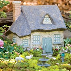 Gray Resin Fairy Cottage