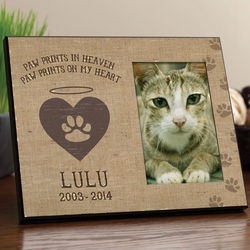 Paw Prints in Heaven Personalized Cat Frame
