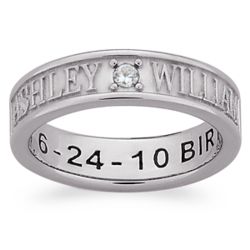 Sculpted Sterling Couple's Name Engraved Band