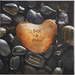 Personalized 12" Heart Rock Canvas Wall Art