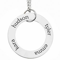 Personalized 4 Name 1" Sterling Silver Open Loop Pendant Necklace