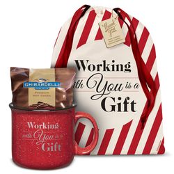 Working with You Is a Gift Ceramic Camp Mug Holiday Gift Set