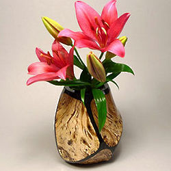 Hand Carved Wood Vase