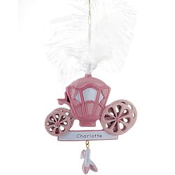 Personalized Princess Carriage with Feather and Shoes Ornament