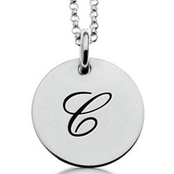 Personalized Sterling Silver 1 Tag Script Initial Necklace