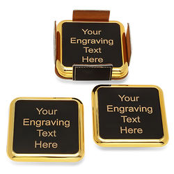 Personalized Square Coasters in Black and Gold