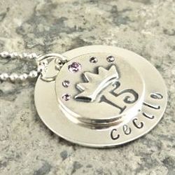 15th Birthday Personalized Hand Stamped Necklace