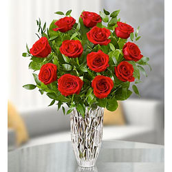 Marquis by Waterford Vase with Premium Red Roses
