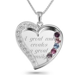 Five Stone Sterling Heart Necklace