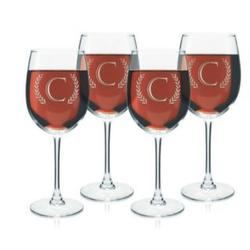 4 Monogrammed Single Initial Wine Glasses