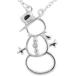 Sterling Silver Snowman Necklace with Diamond Accent