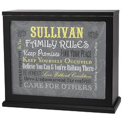 Personalized Vintage Family Rules Accent Light in Black & Yellow