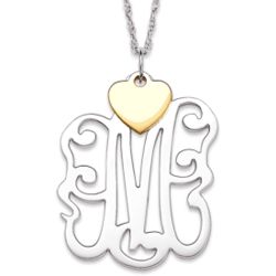Sterling Single Initial Monogram with Heart Charm
