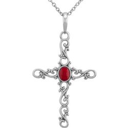 American West Red Coral Cross Necklace